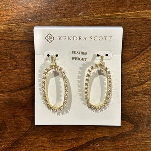 Kendra Scott mini diamond and gold pendant oval earrings